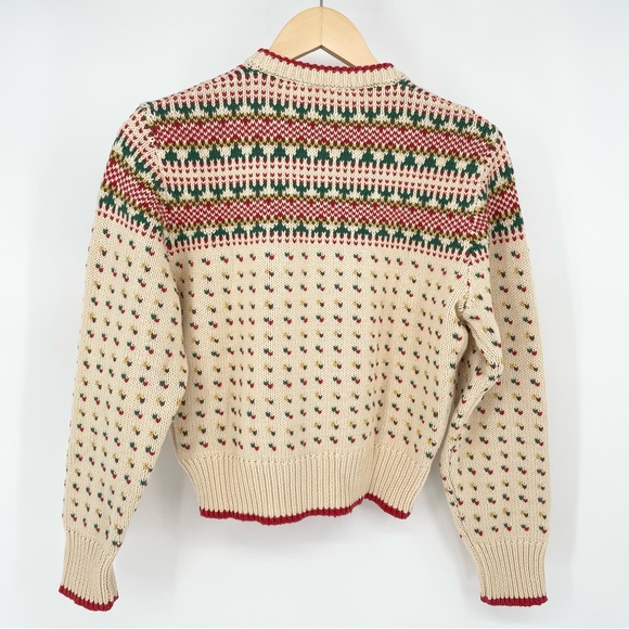 The Great. Vintage Ornament Button Down Cardigan in Cream Green and Red Size 0 - Picture 8 of 15